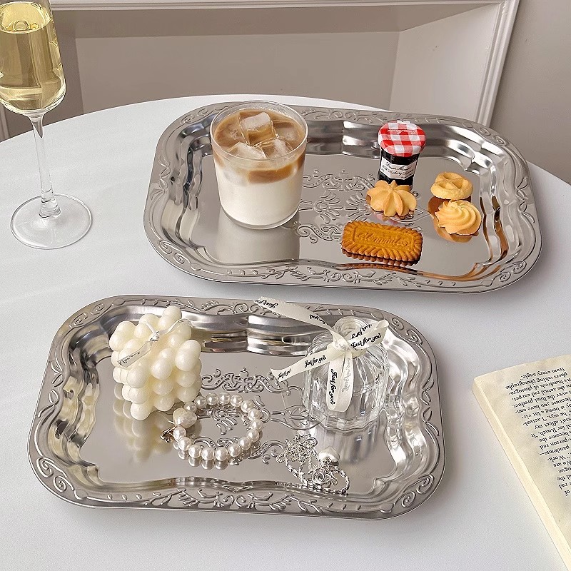 Bandeja decorativa de aço inox - Home Cooking Recipes avaliação e preço