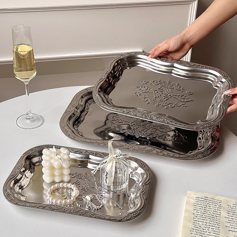 Bandeja decorativa de aço inox - Home Cooking Recipes avaliação e preço