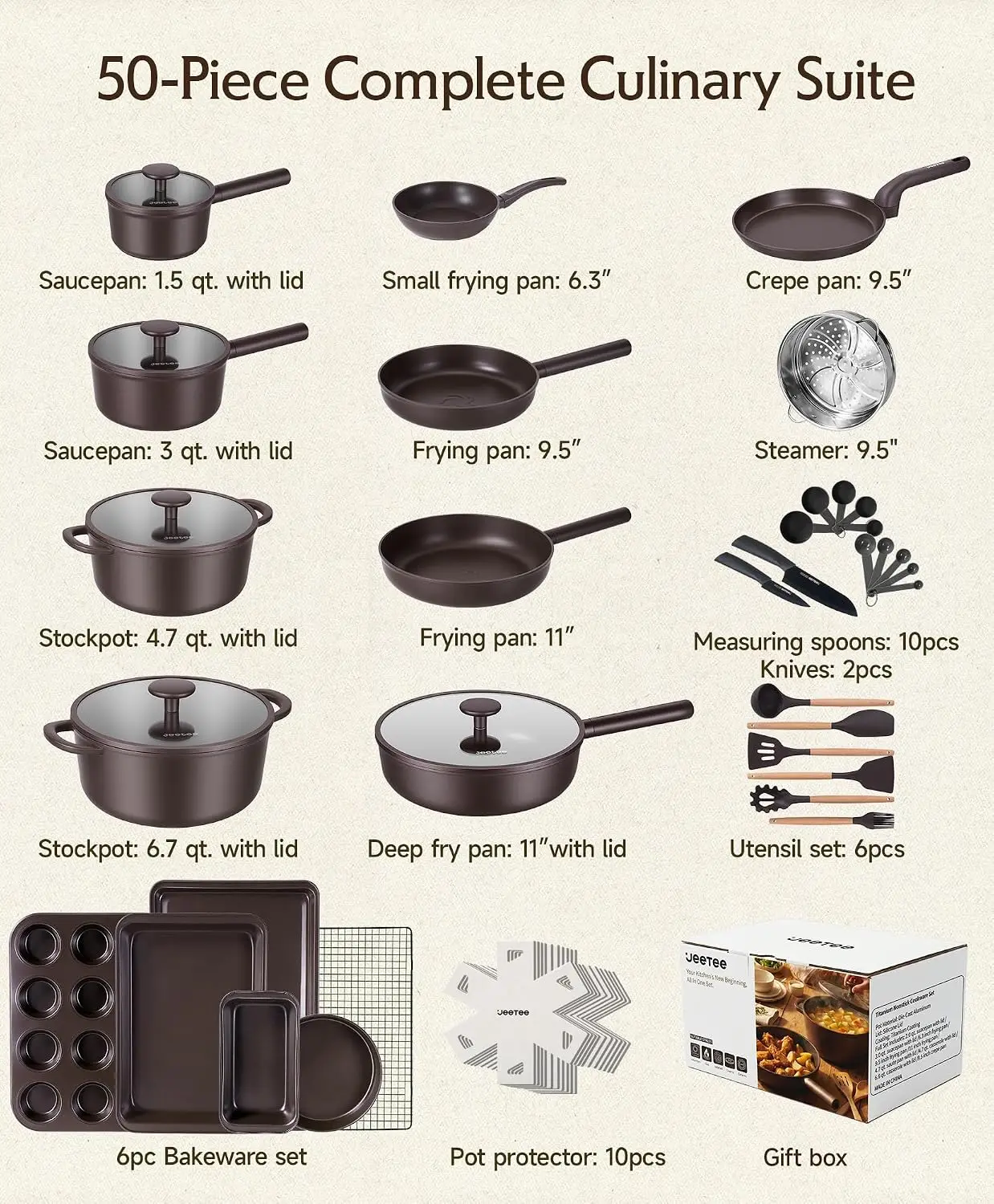 Conjunto de 50 Peças de Panela - Home Cooking Cookbook avaliação e preço